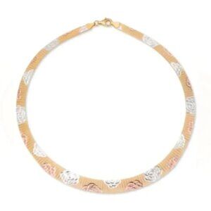 Giani Bernini Tri-Color Rosette Graduated 17"Collar Necklace MADE IN ITALY